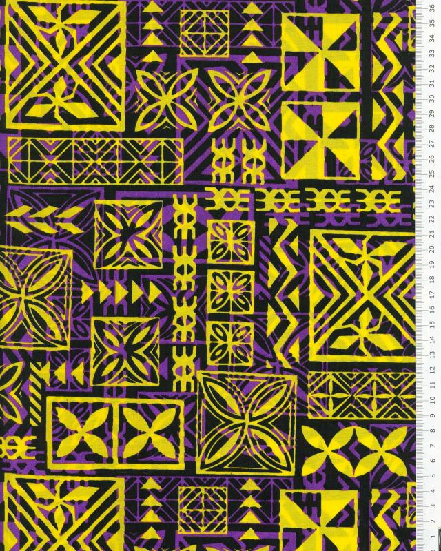 Polynesian fabric TANE Yellow - Tissushop